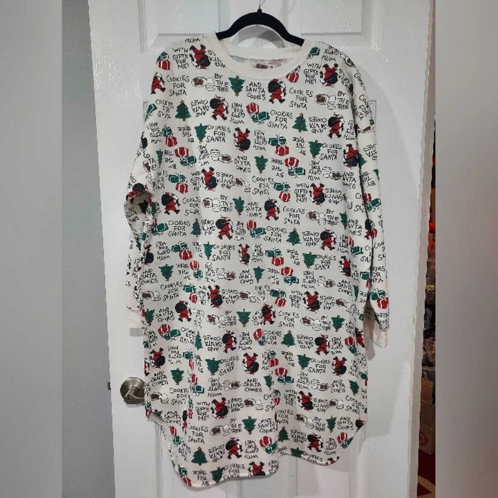 Vintage Laura Tyler At Home Christmas Theme Long Sleeve Sleep Shirt in Size 1X